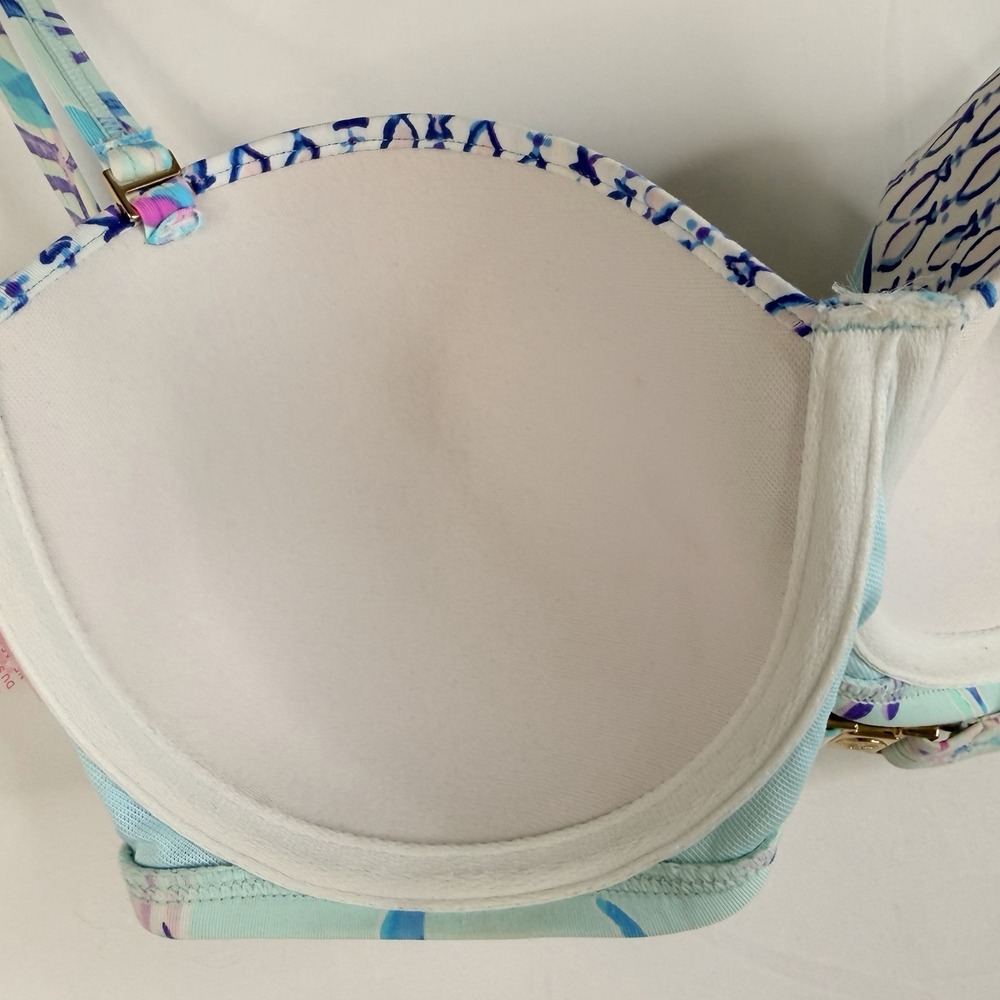 Lilly Pulitzer Knot Bikini Top Only Multicolor Leaves Size 10 Pre-Own - Picture 11 of 12